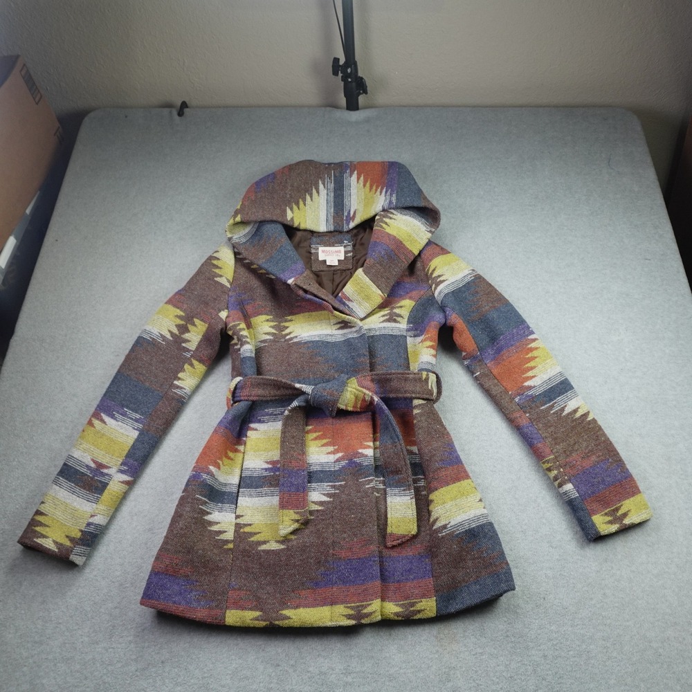 Mossimo Supply Co Jacket Womens S Multicolor Aztec Hooded Coat Boho Wrap